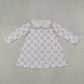 Baby Girl Long Sleeves Pumpkins Dogs Pink Fall Knee Length Dress RTS