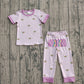 Baby Boys Donuts Shirt Purple Plaid Embroidery Pants Pajamas Mardi Gras Set RTS