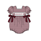 ( Moq 5 ) Baby Girls Kids Short Sleeves M Dark Red Stripes Bows Team Romper