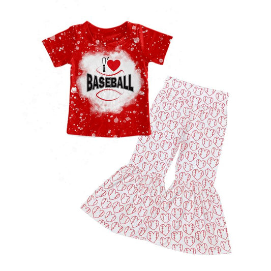 Moq 3 Pre-order GSPO1313 Baby Girl Short Sleeves Shirt Baseball Bell Pants Set