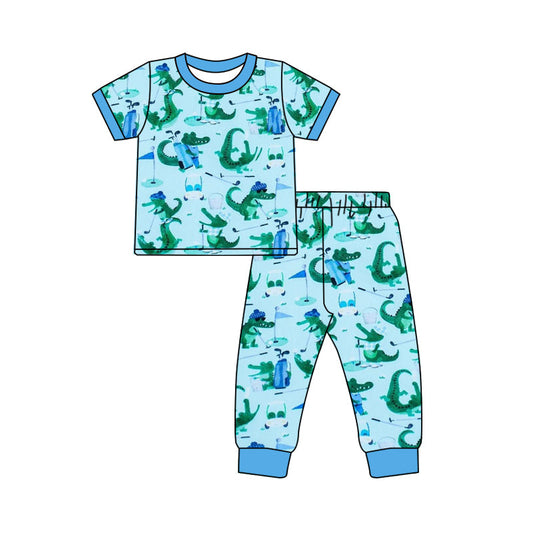 Baby Boy Short Sleeves Golf Shirt Pants Pajamas Clothes Set Moq 5