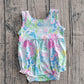 Baby Girls Infant Sleeveless Sea Flower Bubble Romper RTS