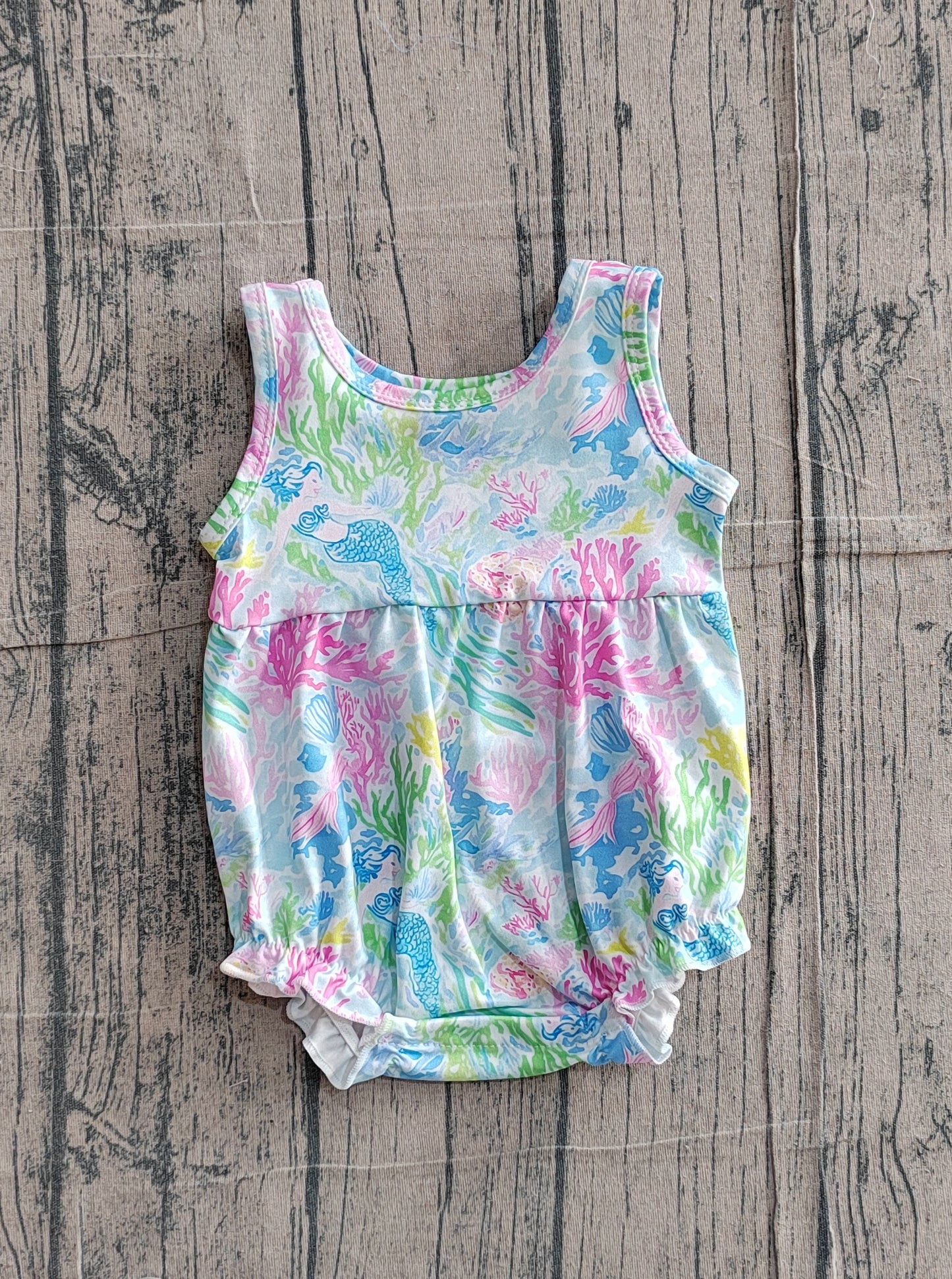 Baby Girls Infant Sleeveless Sea Flower Bubble Romper RTS