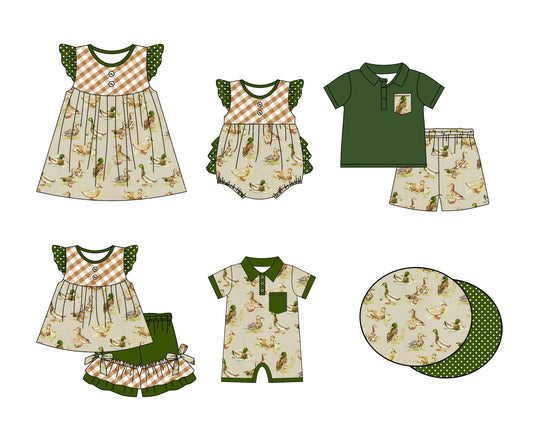 Baby Boy Girl Short Sleeves Duck Sibling Dress Romper Clothes Set Moq 5 Each Style