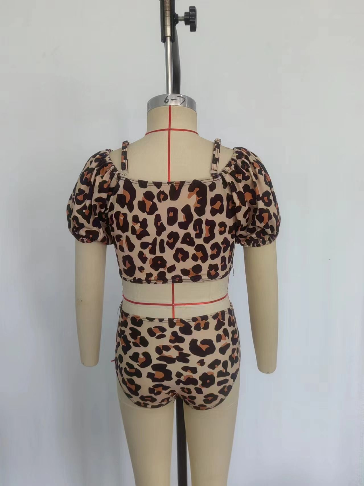 Baby Girl Short Sleeves Tops Leopard Bummie Shorts Swimsuit