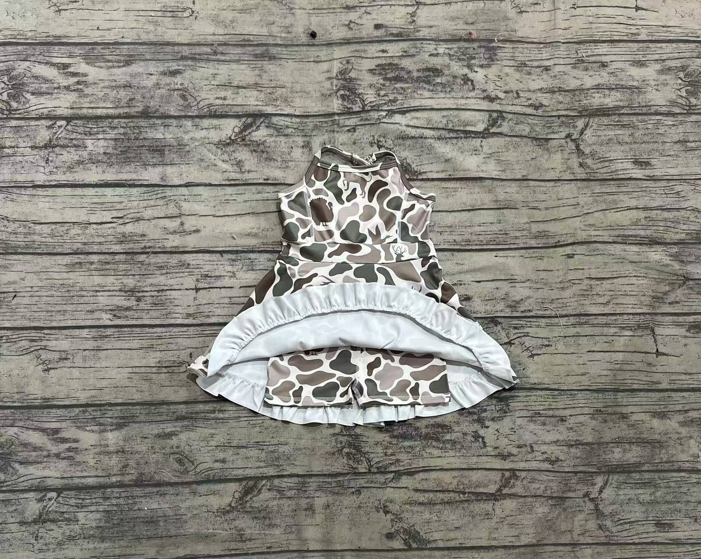 Baby Girl Straps Ducks Deer Dogs Camo Yoga Active Wear Knee Length Dress RTS