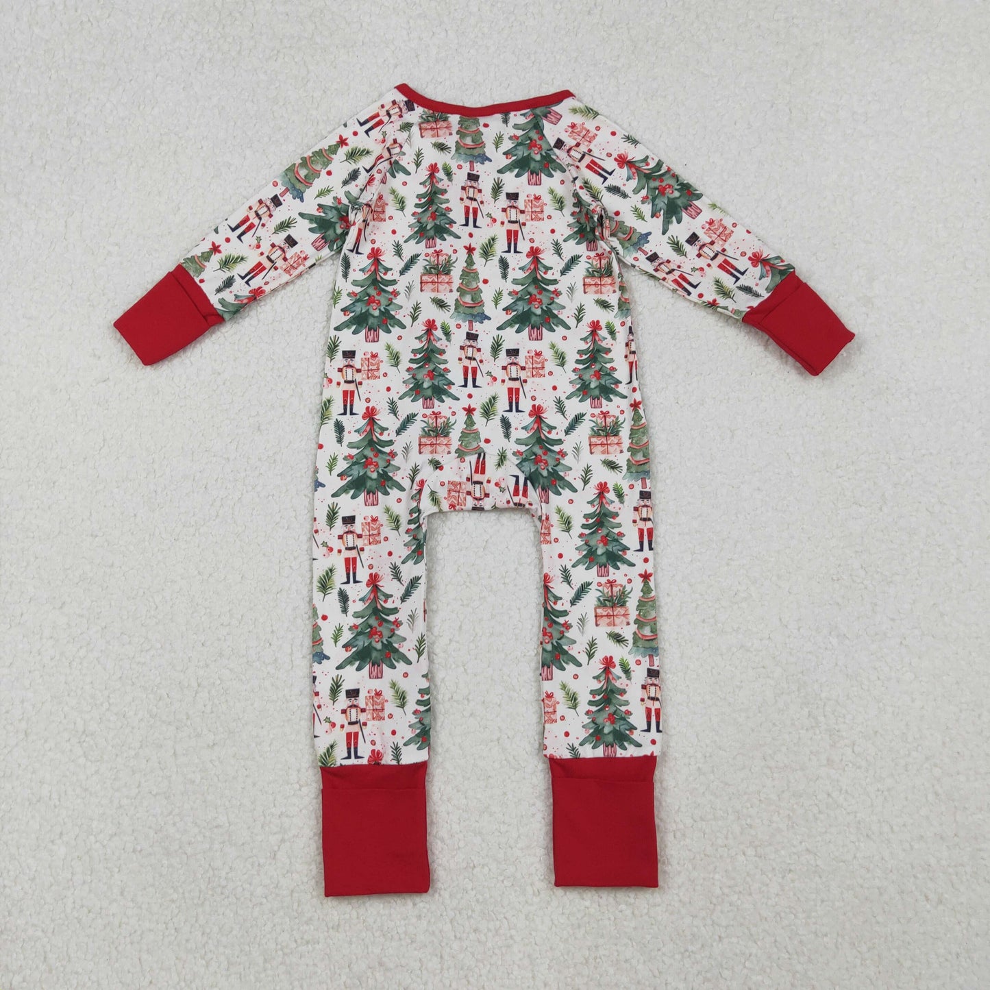 Baby Boy Infant Long Sleeves Soldiers Tree Christmas Zipper Romper RTS