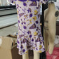 ( Mo moq ) Preorder Baby Girl Short Sleeves Cheer Purple Bows Summer Team Knee Length Dress