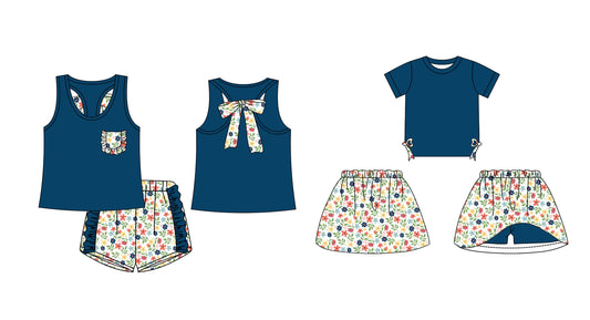 Baby Girl Summer Sibling Floral Blue Set ( Moq 5 Each Design ) 12.14