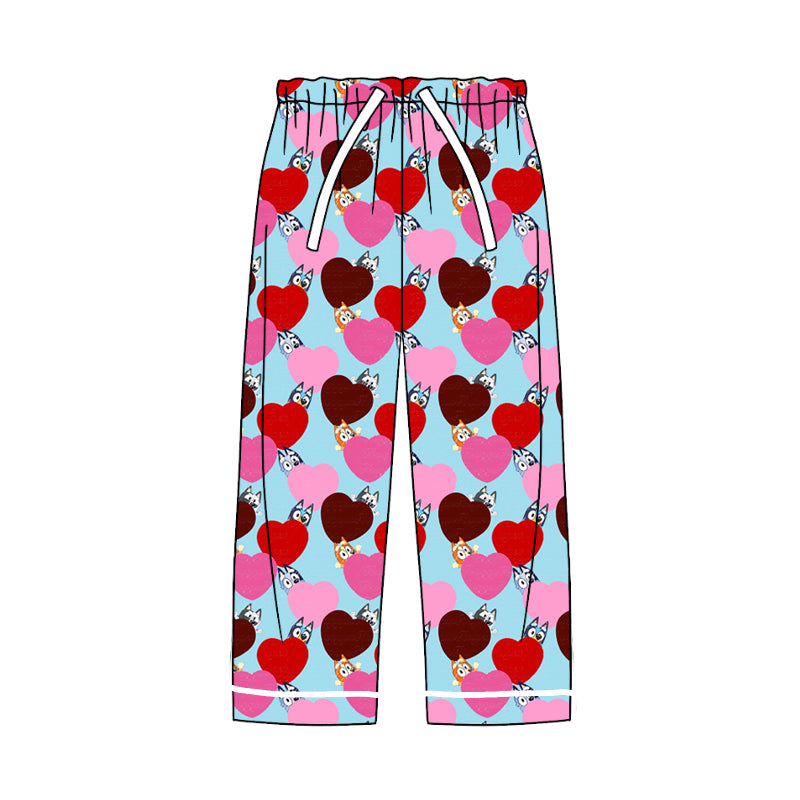 Adult Women Valentine Hearts Dog Pajamas Pants