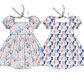 ( Moq 5 Each Style ) Sibling Baby Girls Kids Short Sleeves Cactus Summer Knee Length Dresses