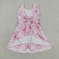 Baby Girls Kids Sleeveless Castles Bows Floral Shorts Knee Length Pink Dress RTS