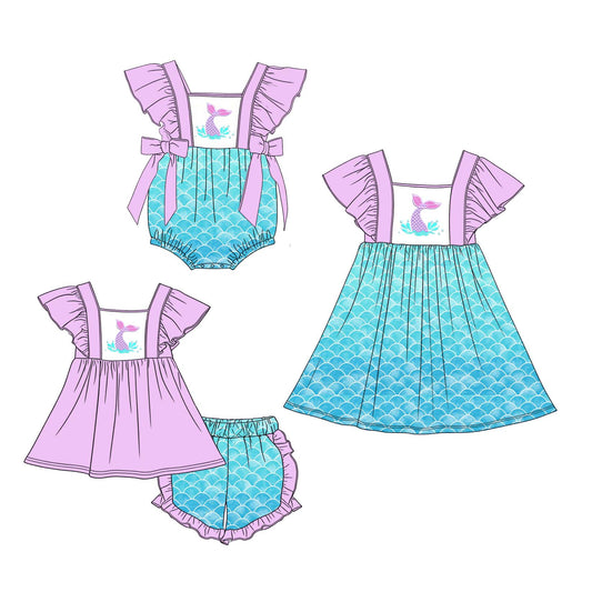 ( Moq 5 Each Style ) Sibling Baby Girls Kids Short Sleeves Summer Romper Dress Set