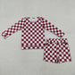 Sibling Baby Girls Toddler Long Sleeves Checked Shirts Pockets Shorts Clothes Summer Sets RTS