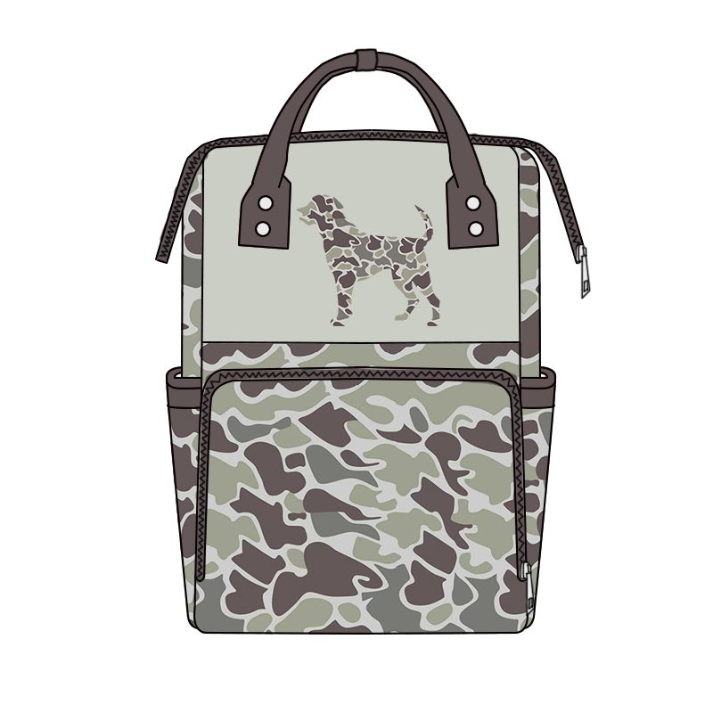 ( Moq 5 ) Preorder Baby Boys Kids Dog Camo Print Zipper Backpack School Bag