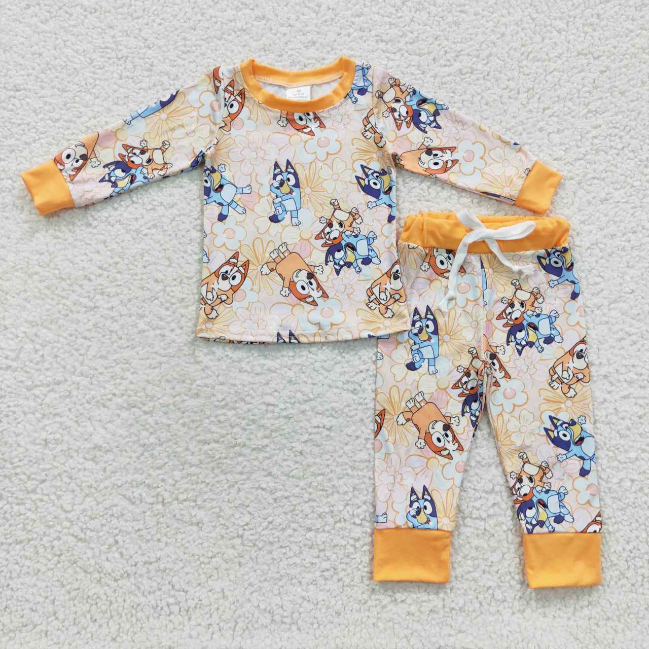 GLP0467 Baby Girl Long Sleeves Shirt Pants Dogs Floral Outfit Pajamas