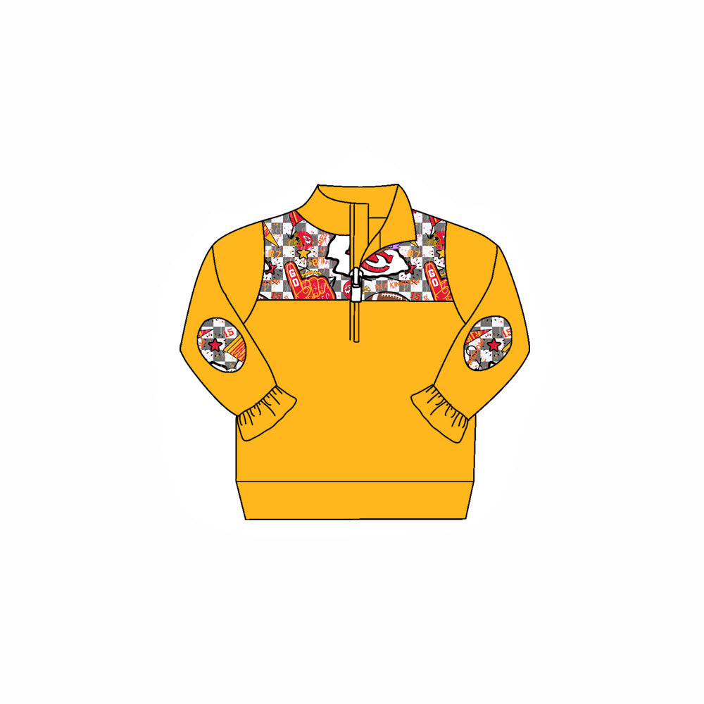 Baby Girl Team Long Sleeves KC Checkered Yellow Pullover Shirt