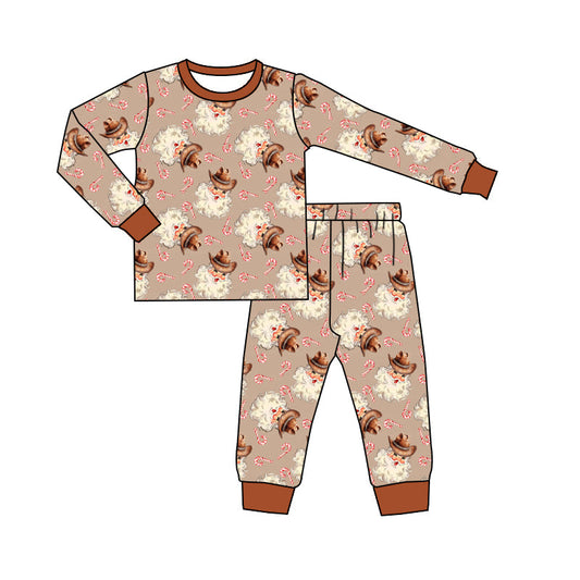 Baby Boy Christmas Santa Western Candy Shirt Pants Pajamas Set