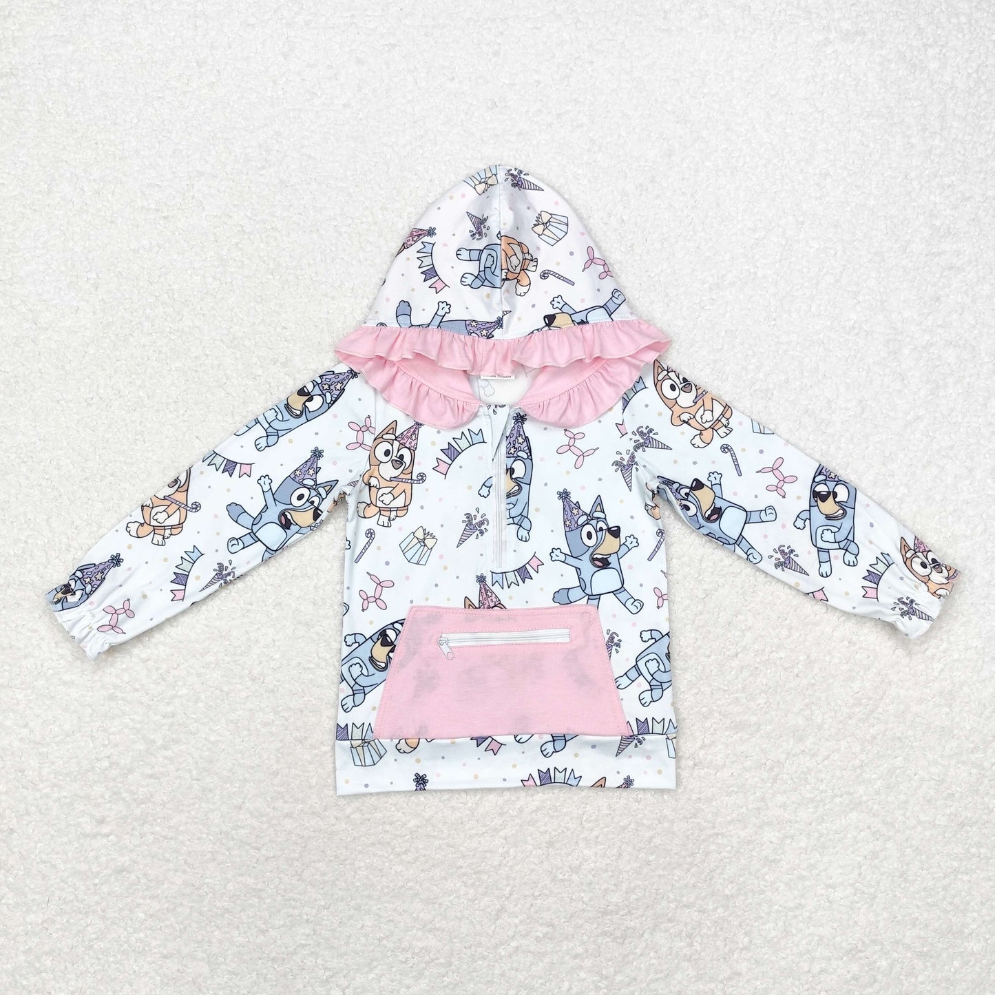 Baby Girl Birthday Dogs Blue Long Sleeves  Hoodie Shirt