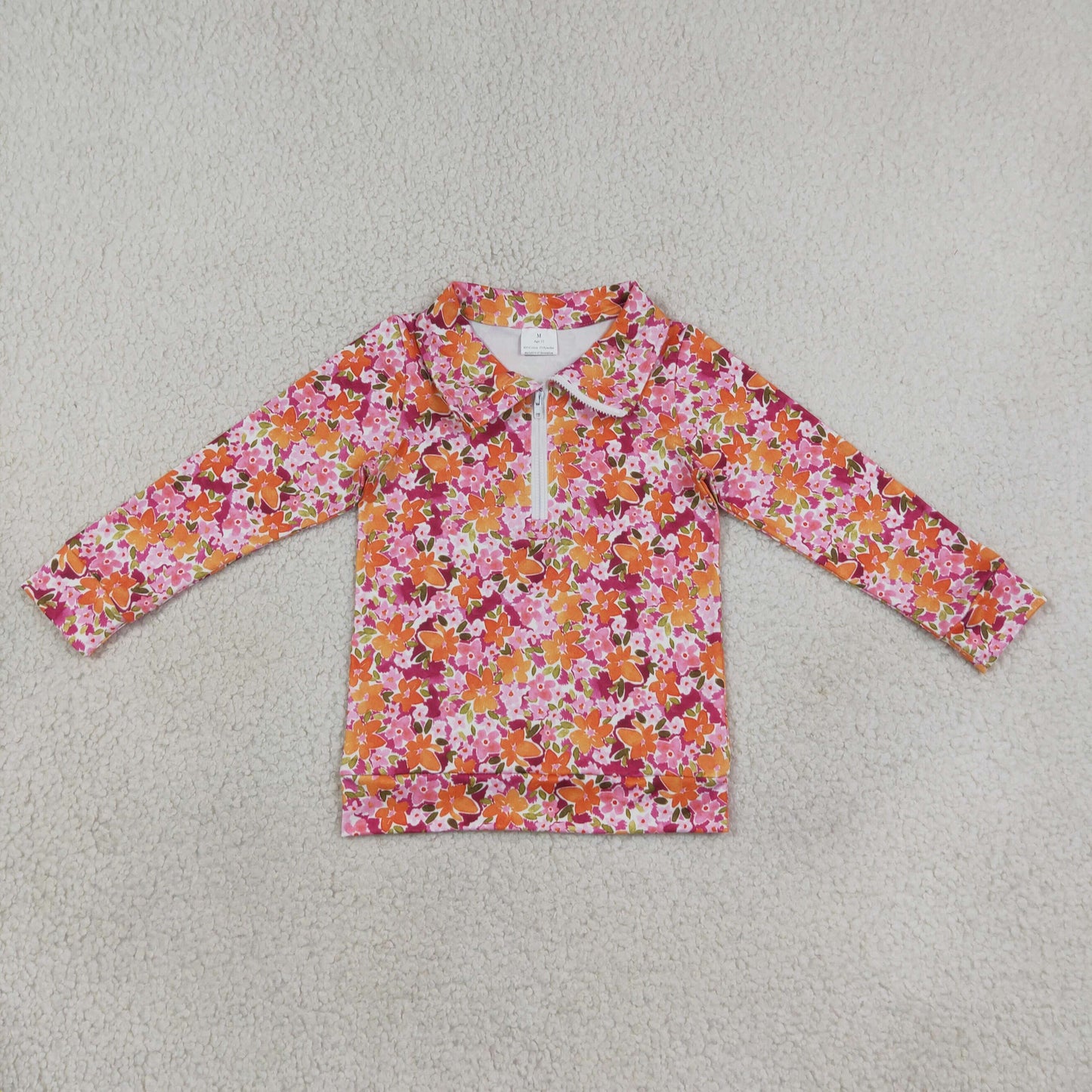Baby Girls Kids Long Sleeves Flower Zipper Pullover Shirt RTS