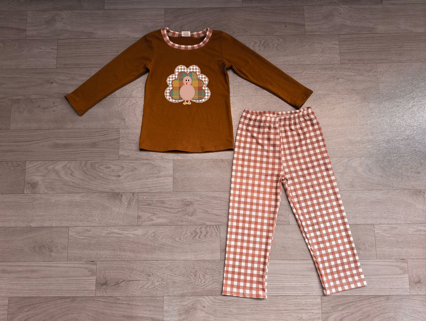 ( No moq ) Preorder Baby Boy Kids turkey Shirt Plaid Pants Thanksgiving Fall Set Clothes