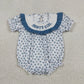 Baby Girls Infant Short Sleeves Embroidery Daddy's Girl Flower Smocked Romper RTS