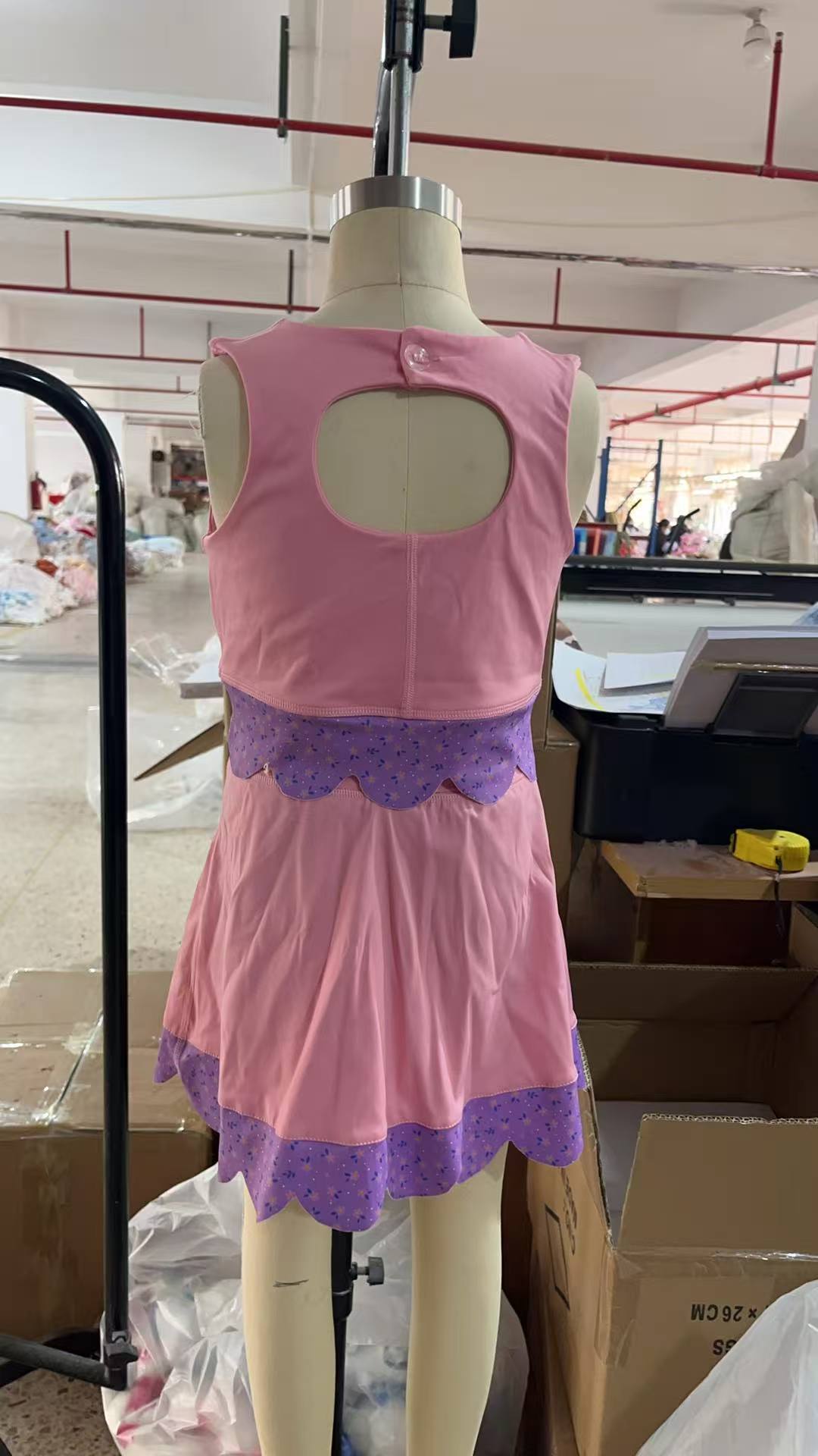 Baby Girls Kids Sleeveless Pink Tops Purple Bows Skirt Shorts Yoga Clothes Set RTS