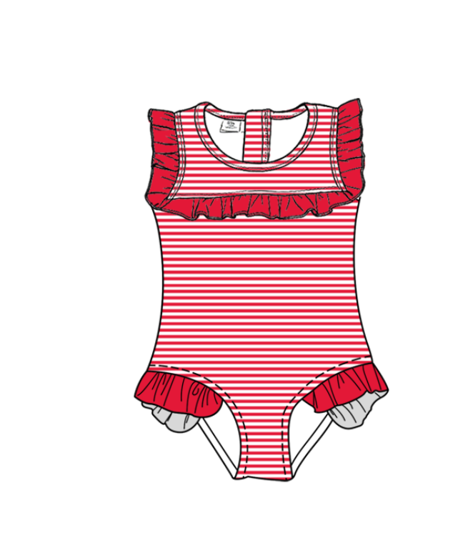 ( Moq 5 Each Style ) Baby Boys Girls Kids Team Sibling Red Jumpsuits Sets Swimsuits Clothes