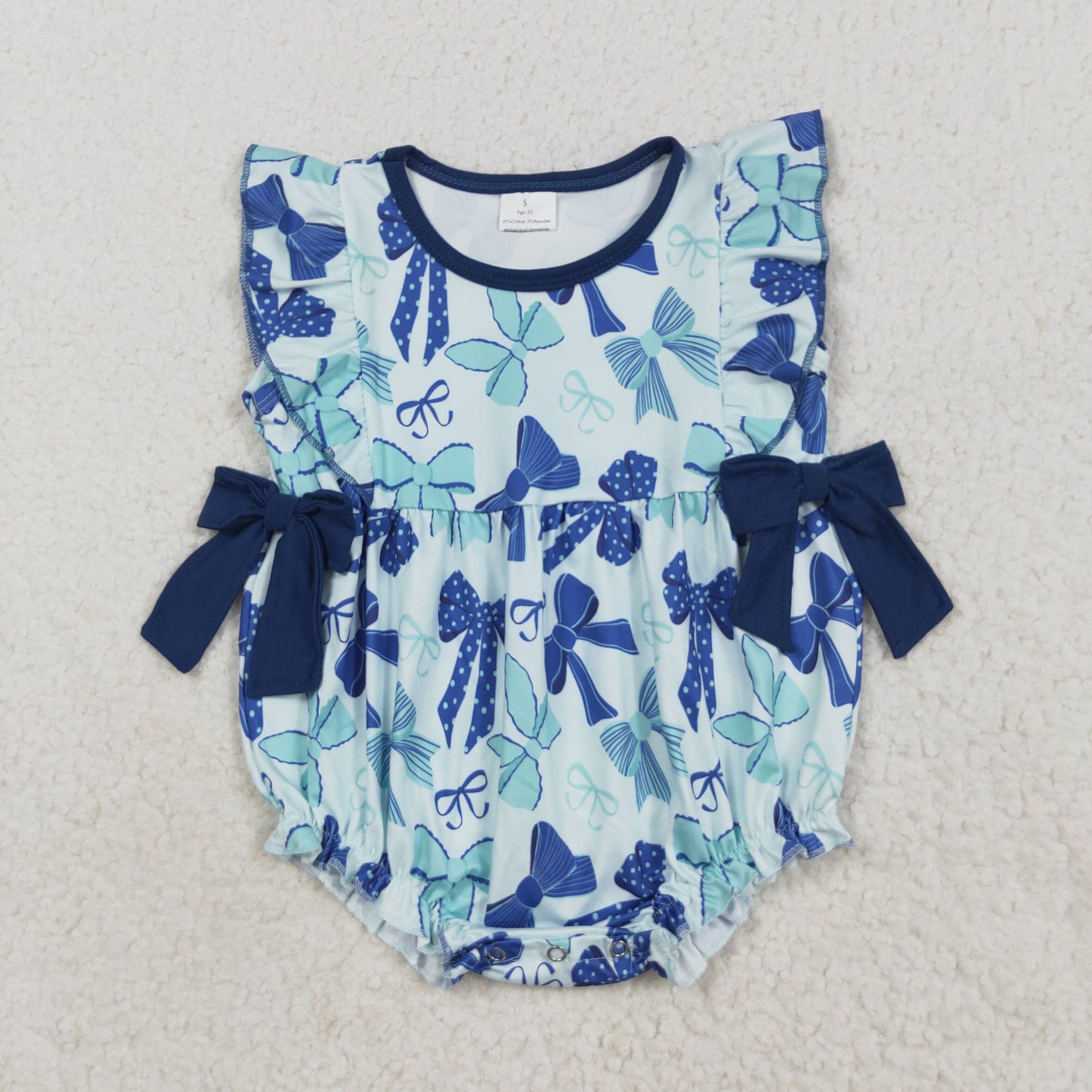 Baby Girl Short Sleeves Bows Ruffle Bubble Romper RTS