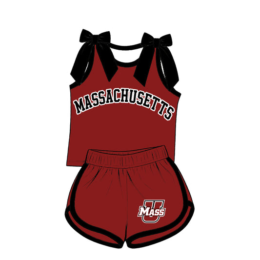 ( Moq 5 ) Baby Girls Kids Sleeveless Bows Shirt Shorts Team Set Clothes