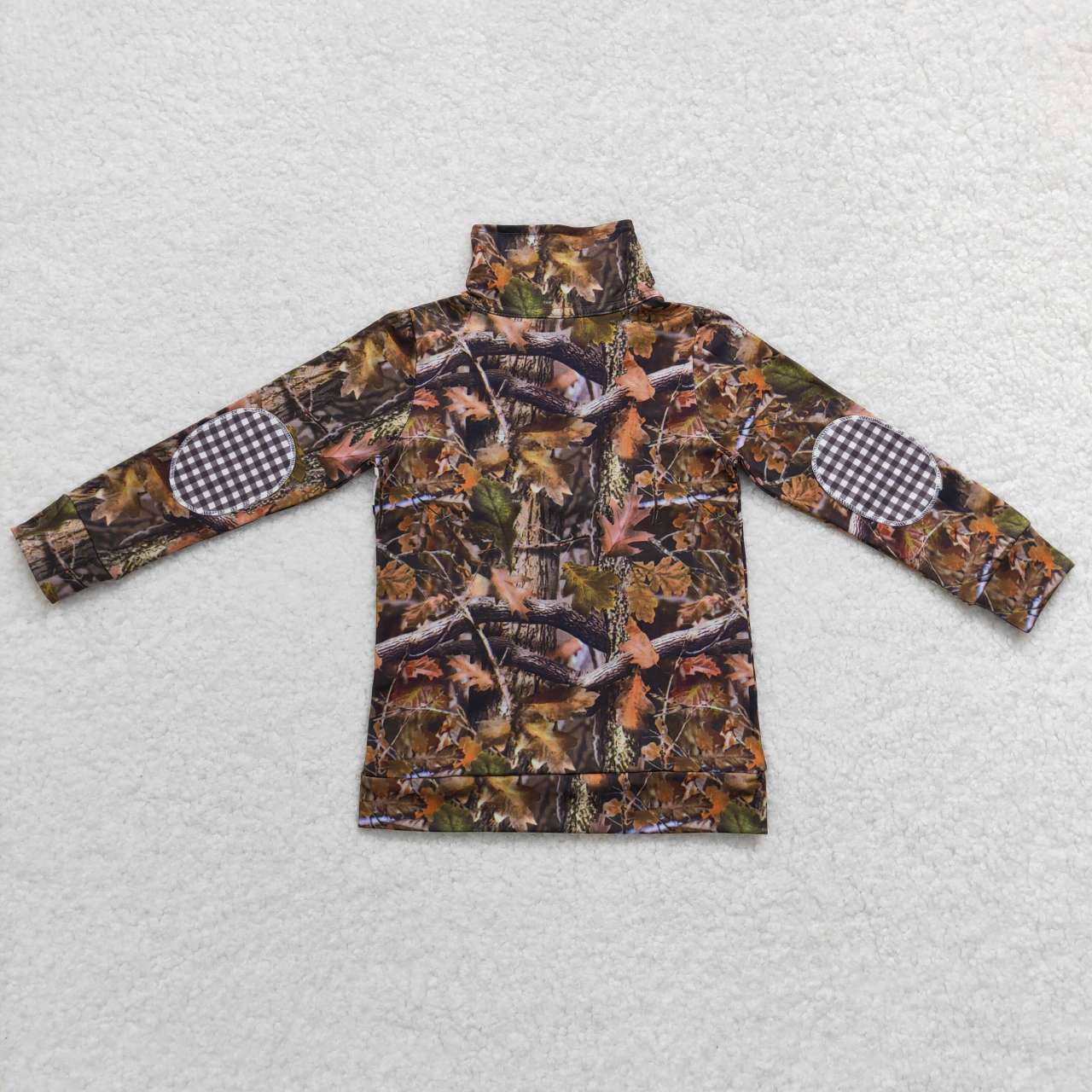 GT0311 Baby Girl Long Sleeves Reindeer Camo Zipper Hunting Pullover