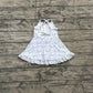 Baby Girl Straps Athletic Yoga Blue Bows Flower Active Wear Skort Dress RTS