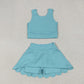 Baby Girl Blue Straps Vest Tops Shorts Skort Yoga Active Wear Clothes Set RTS