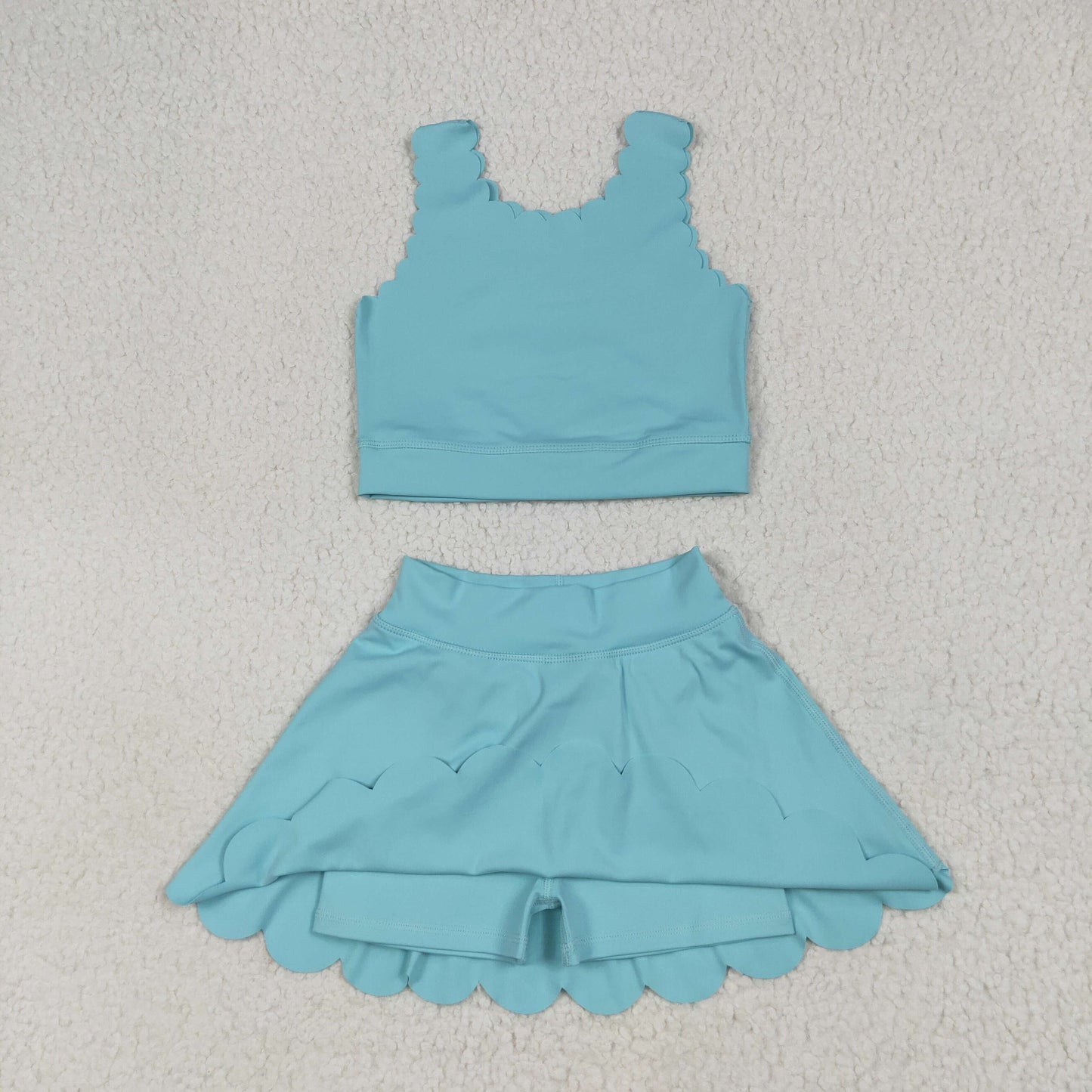 Baby Girl Blue Straps Vest Tops Shorts Skort Yoga Active Wear Clothes Set RTS