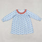 Baby Girl Long Sleeves Bows Knee Length Blue Dress