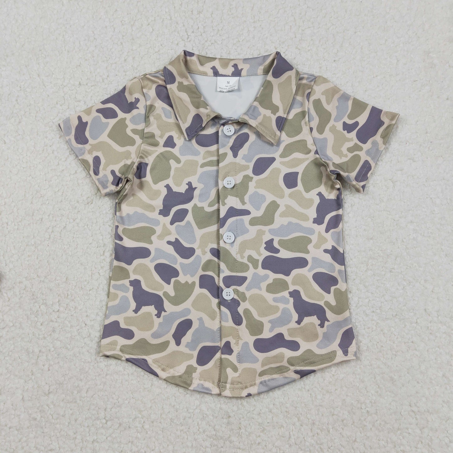 Baby Boys Kids Short Sleeves Buttons Cardigan Camo Shirt RTS