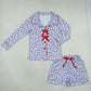 Sibling Adult Women Long Sleeves Buttons Shirts Pockets Shorts Pajamas Christmas Sets RTS