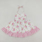 Baby Girl Sleeveless Floral Stripes Ruffle Twirl Dress