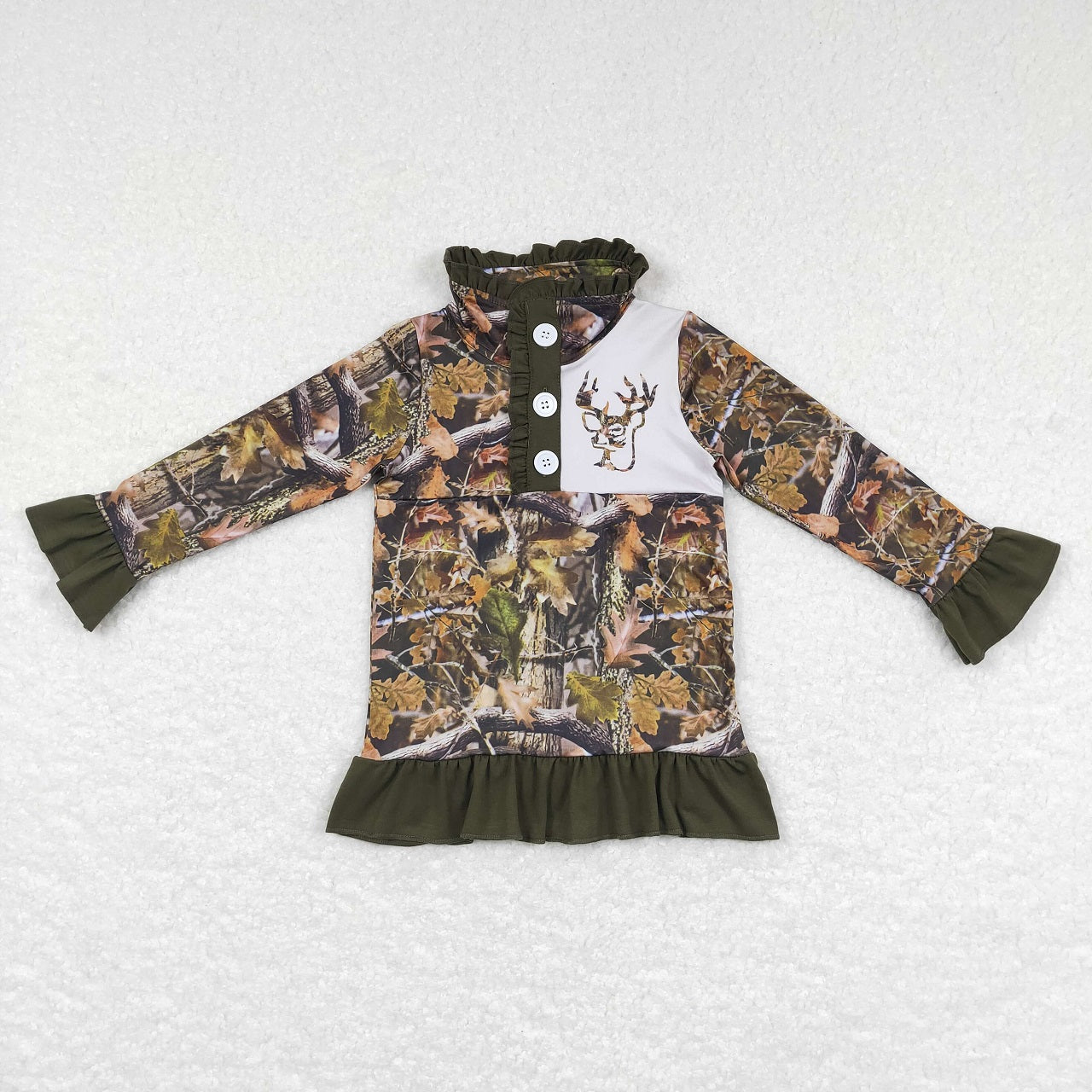 BT0331 Baby Boy Long Sleeves Reindeer Camo Zipper Pullover