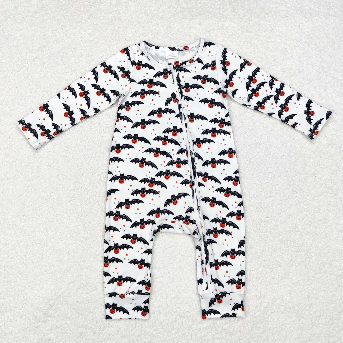 Baby Boy Long Sleeves Bats Halloween Zipper Romper