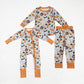 Baby Boy Long Sleeves Pumpkins Farm Animals Sibling Halloween Pajamas Zipper Romper Set