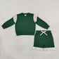 Baby Girls Kids Long Sleeves Tops Pockets Shorts Cotton Set Green Clothes RTS