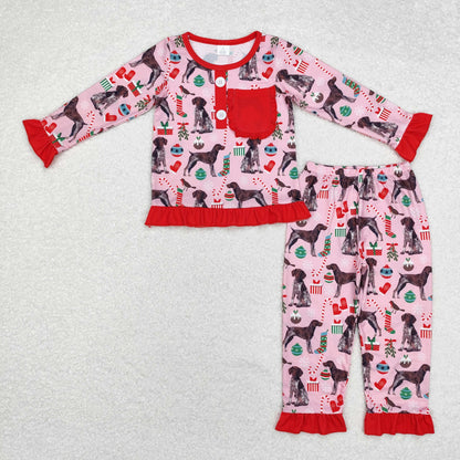 Baby Girl Christmas Dogs Shirt Pants Pajamas Bamboo Set