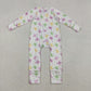 Baby Girls Infant Long Sleeves Dots Bows Mardi Gras Zipper Sleeper Romper