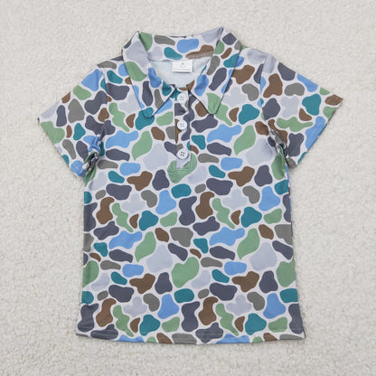 Sibling ( 7-12 ) Boys Kids Short Sleeves Camo Buttons Shirt Tops RTS