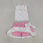 Baby Girls Bows Buttons Tops Ruffle Pink Skirt Shorts Yoga Active Clothes Set RTS