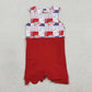 Baby Girls Flags Bows Stars 4th of July Yoga Active Shorts Knee Length Scallop Dress RTS