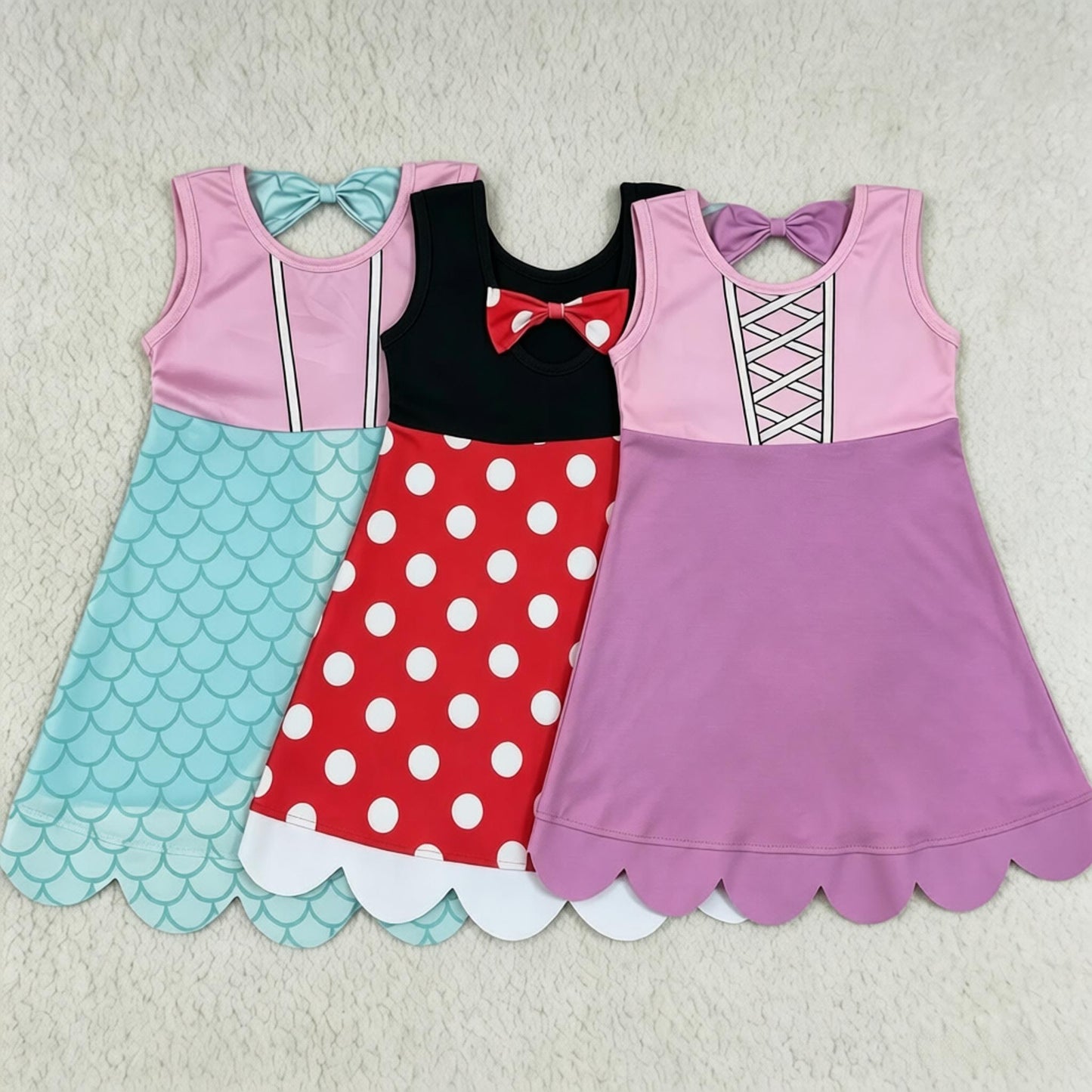 Sibling Baby Girls Kids Sleeveless Knee Length Dresses Clothes RTS