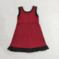 Baby Girls Kids Sleeveless Shorts Knee Length Dark Red Dress Yoga Active Scallop Clothes RTS