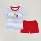 Baby Boy Girl July 4th Embroidery Dog Flag Sibling Romper Dress Set